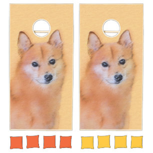 Finnish Spitz Painting - Cute Original Dog Art Cornhole Set