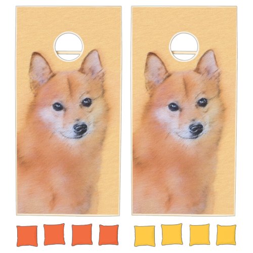 Finnish Spitz Painting _ Cute Original Dog Art Cornhole Set