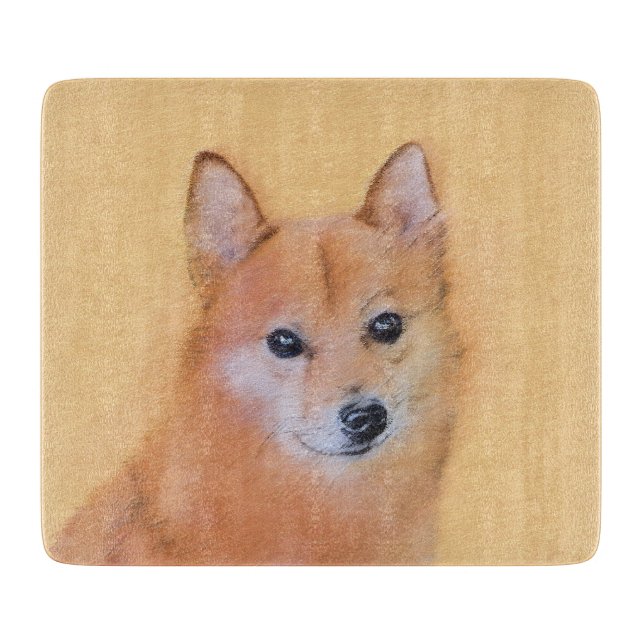 Finnish Spitz Painting - Cute Original Dog Art Cutting Board (Front)