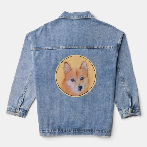 Finnish Spitz Painting _ Cute Original Dog Art Denim Jacket