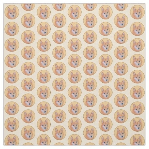 Finnish Spitz Painting _ Cute Original Dog Art Fabric