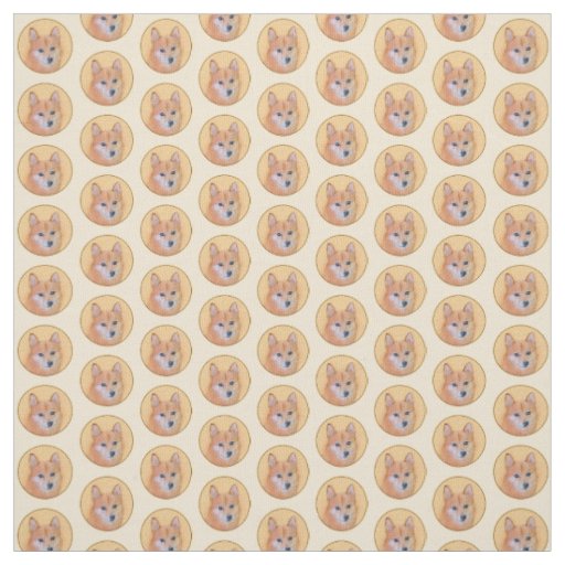 Finnish Spitz Painting - Cute Original Dog Art Fabric