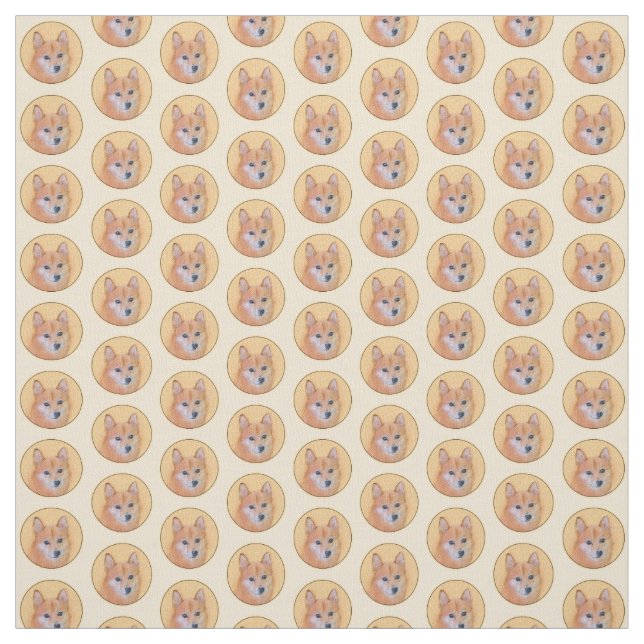 Finnish Spitz Painting - Cute Original Dog Art Fabric (Swatch)