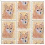 Finnish Spitz Painting - Cute Original Dog Art Fabric