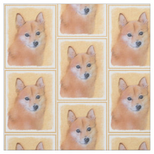 Finnish Spitz Painting - Cute Original Dog Art Fabric