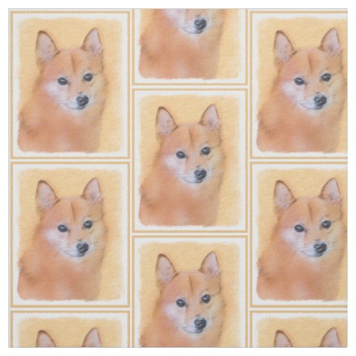Finnish Spitz Painting - Cute Original Dog Art Fabric