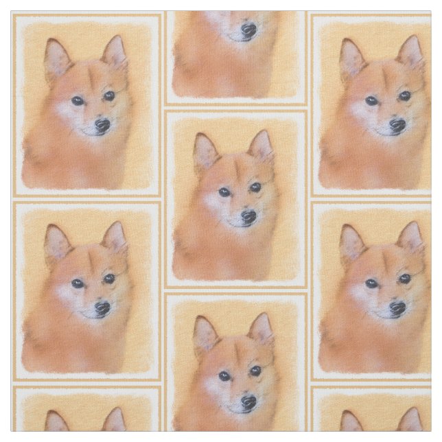 Finnish Spitz Painting - Cute Original Dog Art Fabric (Swatch)