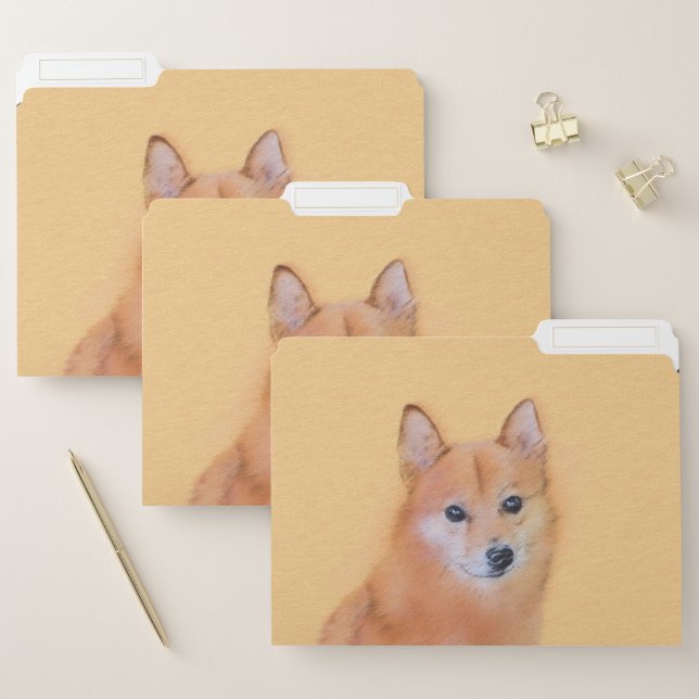 Finnish Spitz Painting - Cute Original Dog Art File Folder (Set)