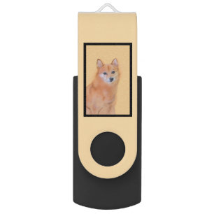 Finnish Spitz Painting - Cute Original Dog Art Flash Drive