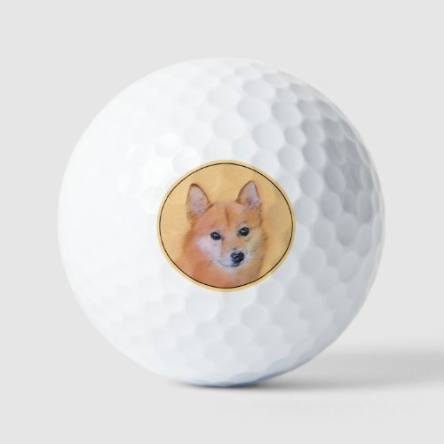 Finnish Spitz Painting _ Cute Original Dog Art Golf Balls