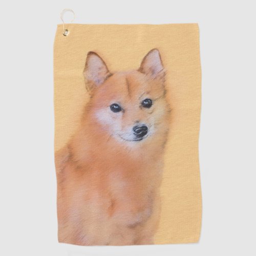 Finnish Spitz Painting _ Cute Original Dog Art Golf Towel