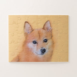 Finnish Spitz Painting - Cute Original Dog Art Jigsaw Puzzle