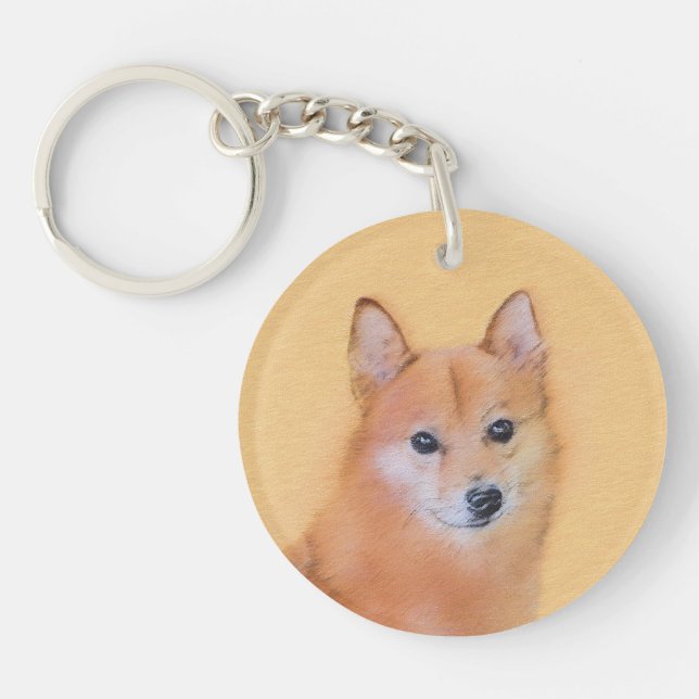 Finnish Spitz Painting - Cute Original Dog Art Keychain (Front)