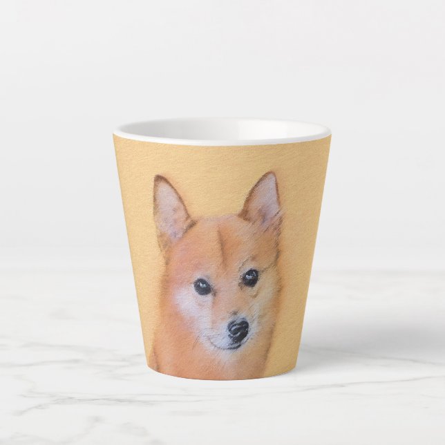 Finnish Spitz Painting - Cute Original Dog Art Latte Mug (Front)