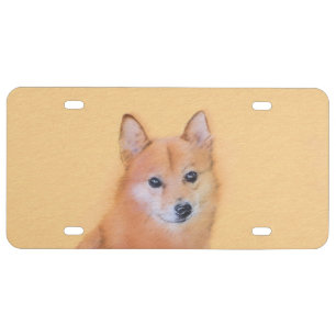 Finnish Spitz Painting - Cute Original Dog Art License Plate