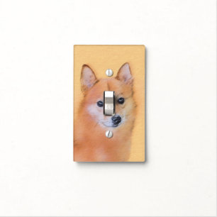 Finnish Spitz Painting - Cute Original Dog Art Light Switch Cover
