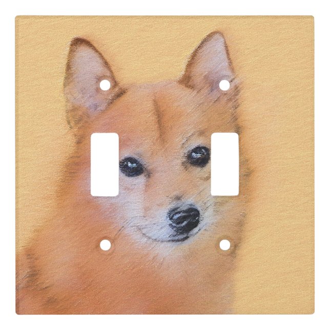 Finnish Spitz Painting - Cute Original Dog Art Light Switch Cover (Front)