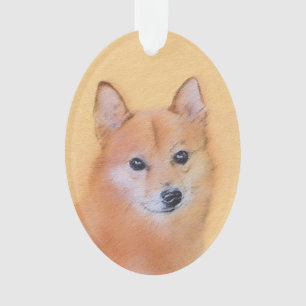 Finnish Spitz Painting - Cute Original Dog Art Ornament