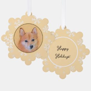 Finnish Spitz Painting - Cute Original Dog Art Ornament Card