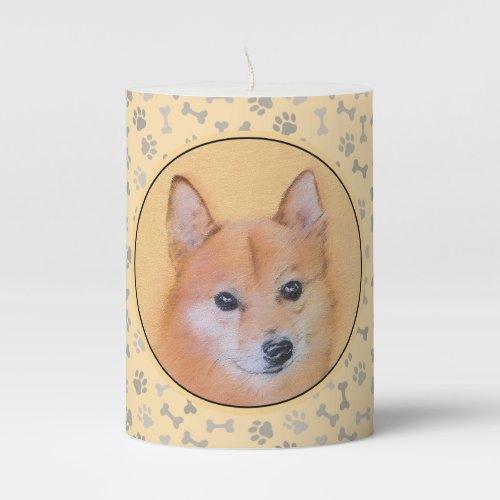 Finnish Spitz Painting _ Cute Original Dog Art Pillar Candle