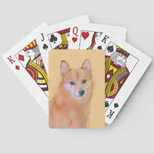 Finnish Spitz Painting - Cute Original Dog Art Poker Cards