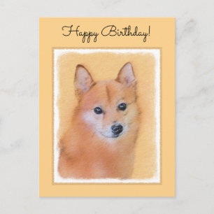 Finnish Spitz Painting - Cute Original Dog Art Postcard