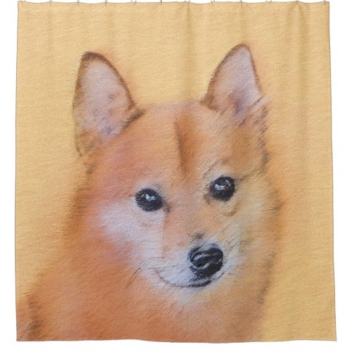 Finnish Spitz Painting _ Cute Original Dog Art Shower Curtain