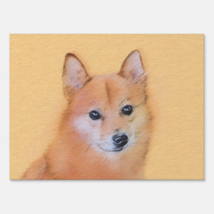 Finnish Spitz Painting - Cute Original Dog Art Sign
