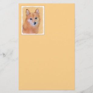 Finnish Spitz Painting - Cute Original Dog Art Stationery