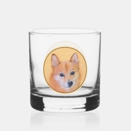 Finnish Spitz Painting _ Cute Original Dog Art Whiskey Glass