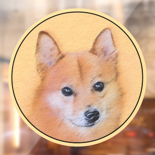 Finnish Spitz Painting - Cute Original Dog Art Window Cling