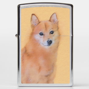 Finnish Spitz Painting - Cute Original Dog Art Zippo Lighter