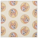 Finnish Spitz Painting Cute Original Pet Dog Art Fabric