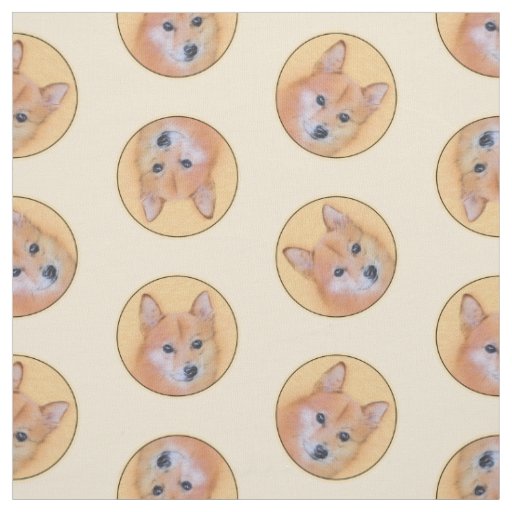 Finnish Spitz Painting Cute Original Pet Dog Art Fabric