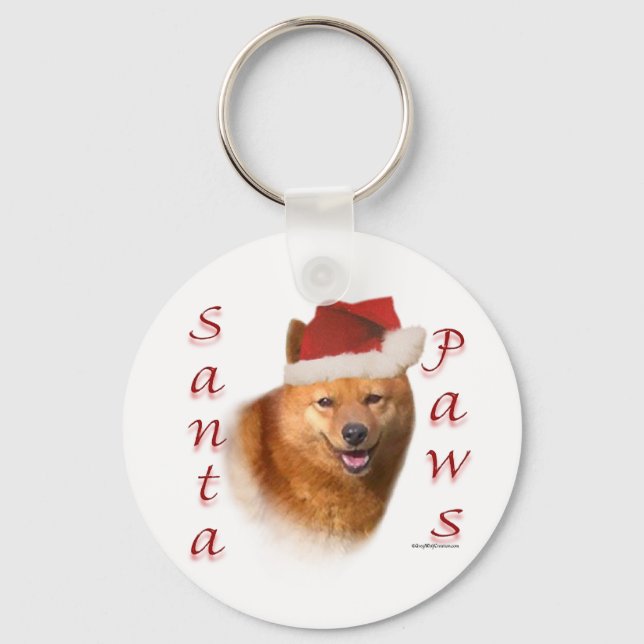 Finnish Spitz Santa Paws Keychain (Front)