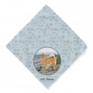 Finnish Spitz Seashore Painting Original Dog Art Bandana