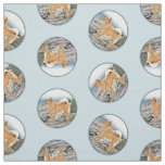 Finnish Spitz Seashore Painting Original Dog Art Fabric