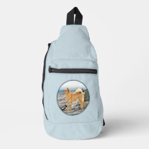 Finnish Spitz Seashore Painting Original Dog Art Sling Bag
