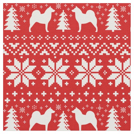 Finnish Spitz Silhouettes Dogs Christmas Holiday Fabric