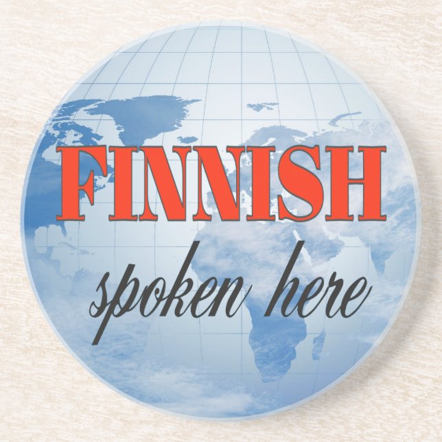 Finnish spoken here cloudy earth drink coaster (Front)