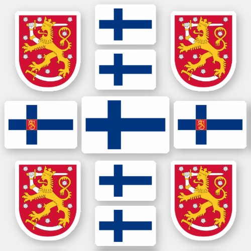 Finnish state symbols  coat of arms and flag sticker