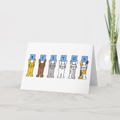 Finnish Thanks Kiitos Cartoon Cats Thank You Card