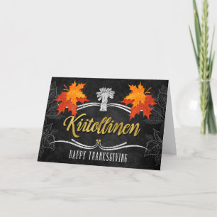 Finnish Thanksgiving Grateful Blessings Chalk Holiday Card