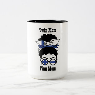 Finnish Twin Mom with Messy Bun Two-Tone Coffee Mug