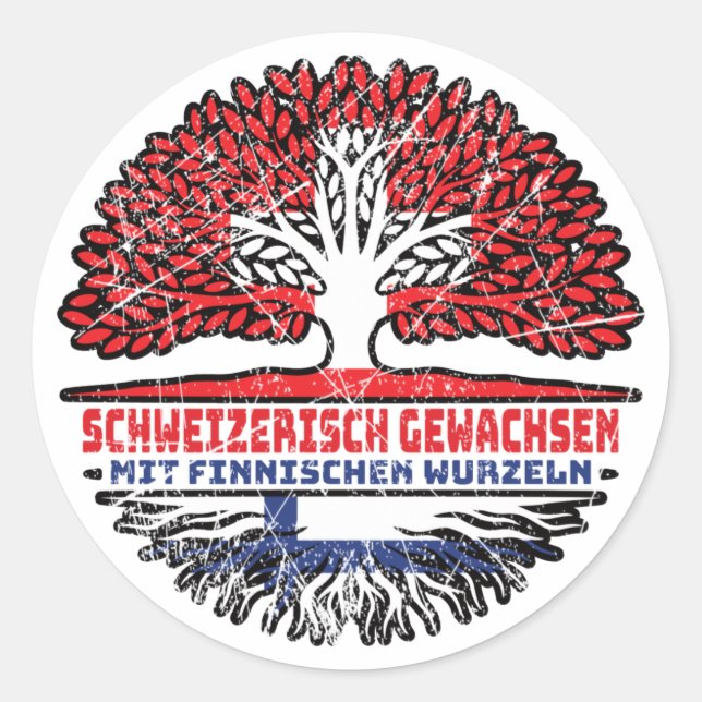 Finnland Finnisch Schweizer Schweiz Baum Wurzel Classic Round Sticker (Front)