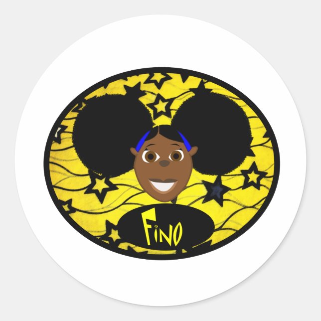 Fino Smile Yellow Fab! Classic Round Sticker (Front)