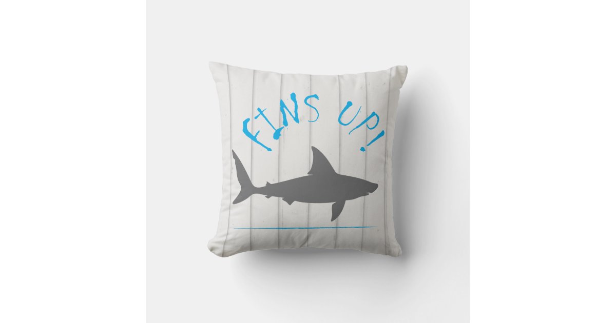 Fins Up Great White Shark Fun Striped Throw Pillow