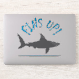 Fins Up Great White Shark Scuba Diving Funny Sticker