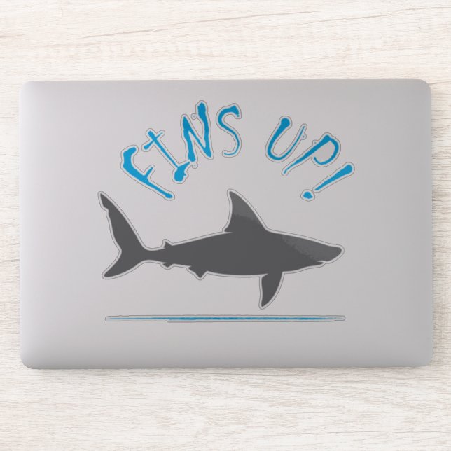 Fins Up Great White Shark Scuba Diving Funny Sticker (Computer)