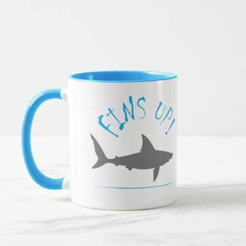 Fins Up Great White Shark Underwater Fun Mug